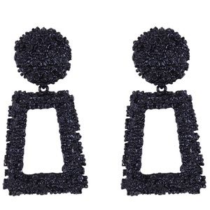 LAST 2!!!! Large Sparkle Black Geometric Earrings